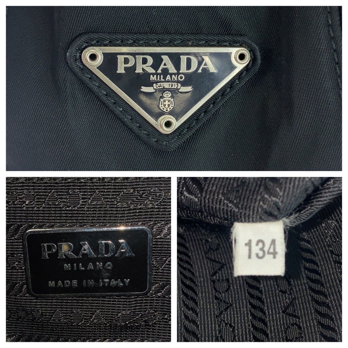 PRADA Tote Bag Nylon Black SilverMetal Test Triangle With logo - Style 7