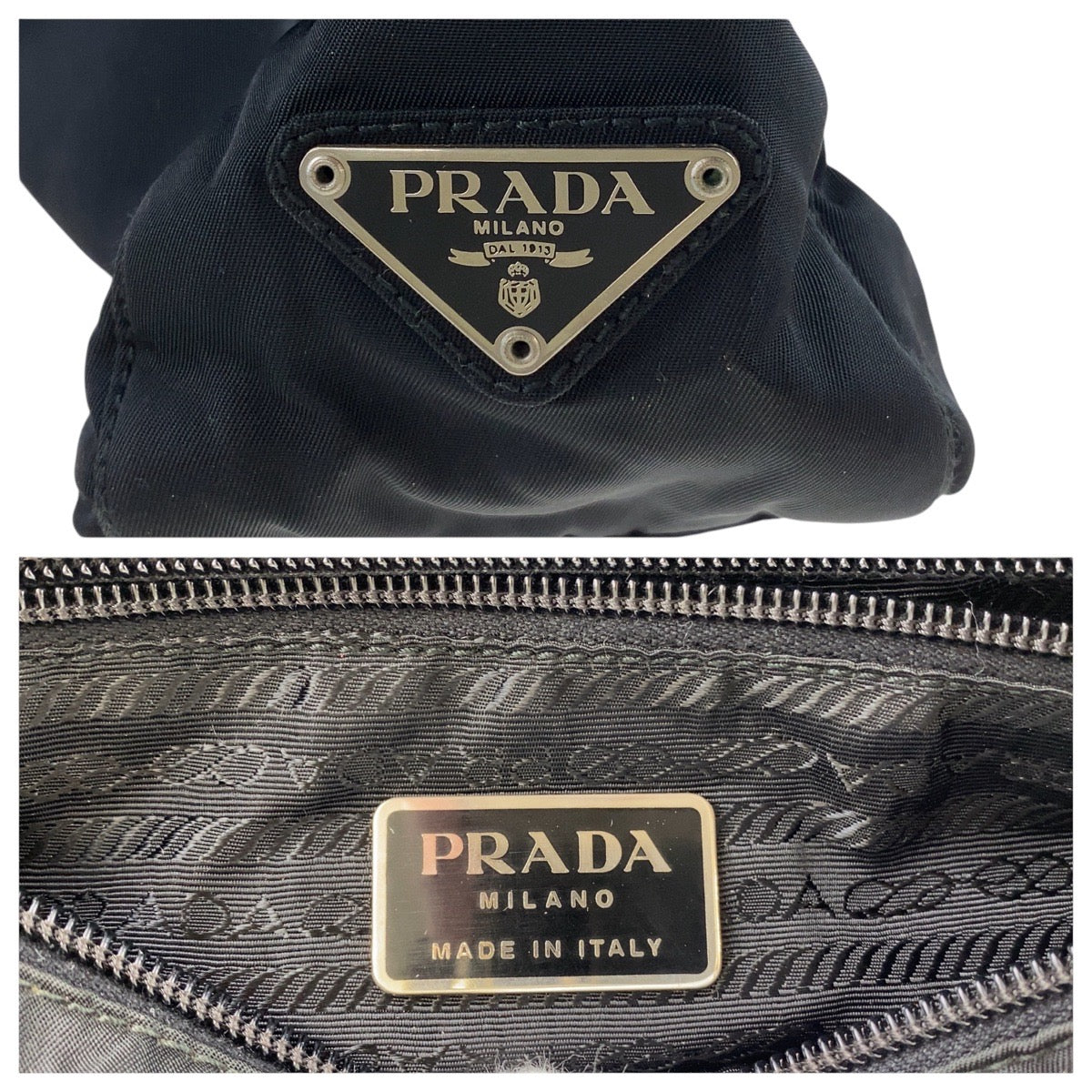 PRADA Tote Bag Nylon Black SilverMetal Test Triangle With logo - Style 8