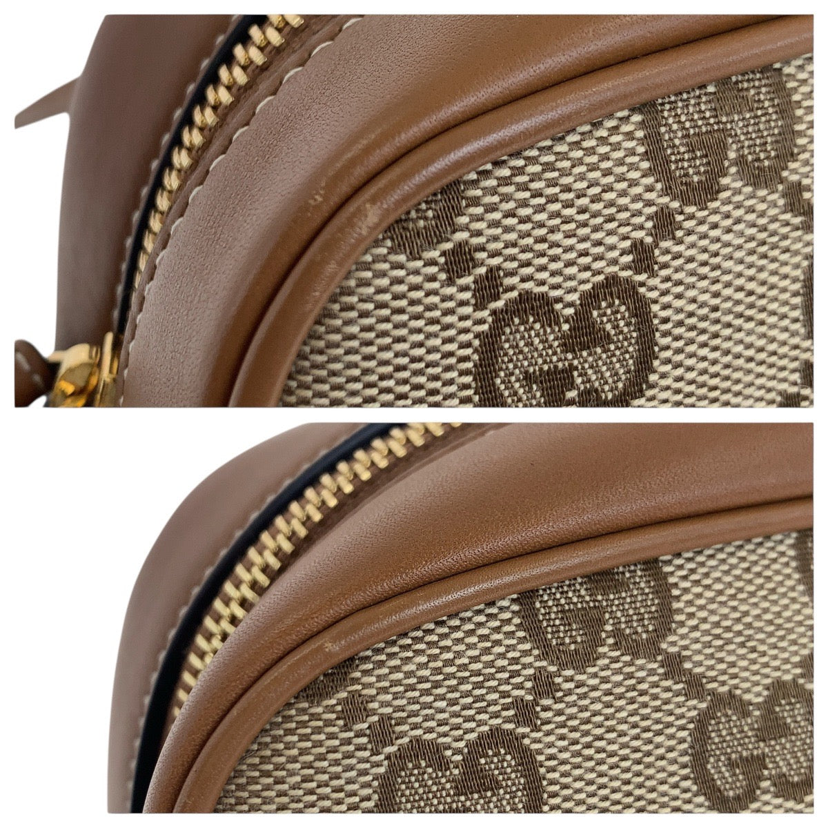 GUCCI Shoulder Bag 820429 GG canvas Beige Brown Gold Metal Blondy