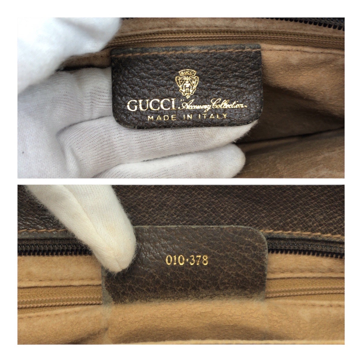 GUCCI Shoulder Bag 010ã»378 GG Supreme Canvas Beige Brown Gold Metal Old Gucci Shelly Line