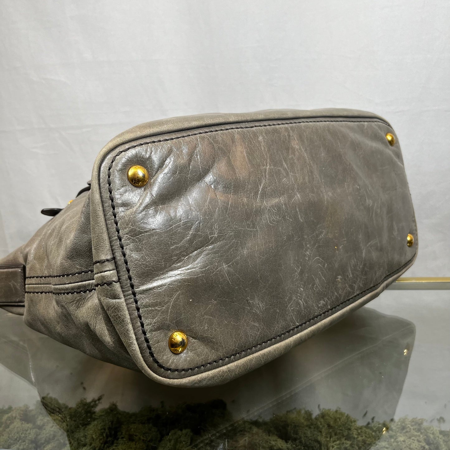 Prada Fumo Vitello Shine Hobo Bags