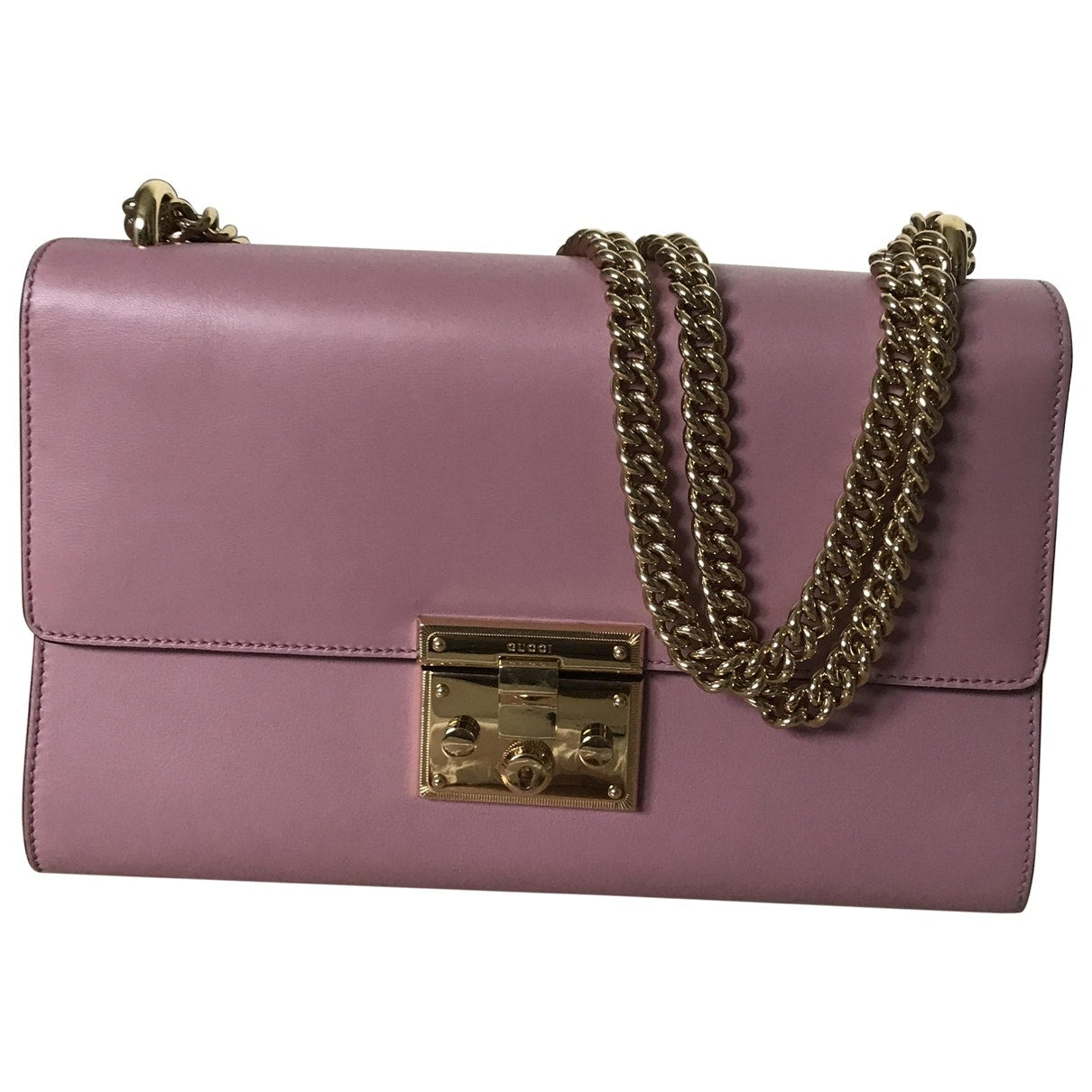 Gucci padlock pink leather handbag