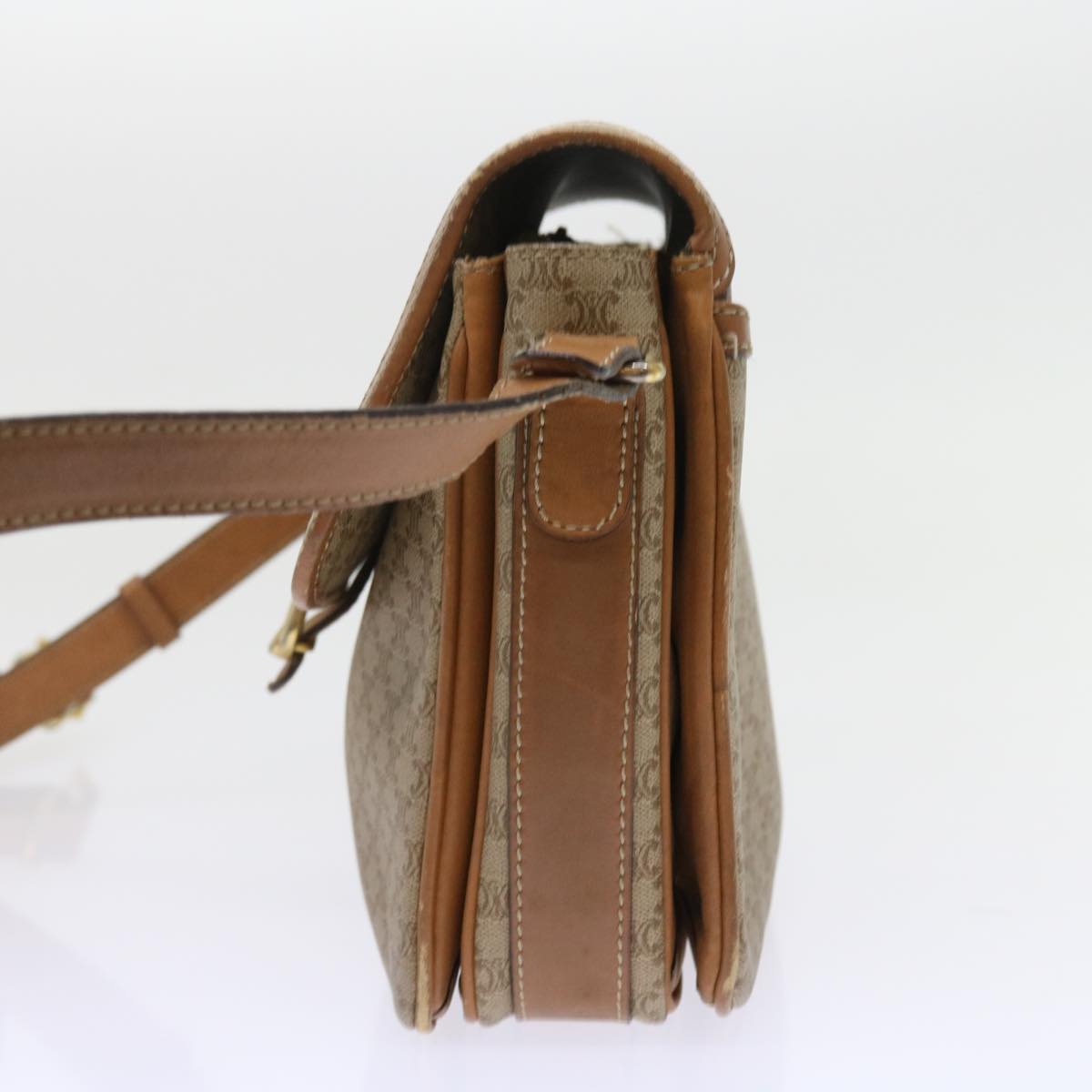 Luxury CELINE Macadam Canvas Shoulder Bag Beige 56701