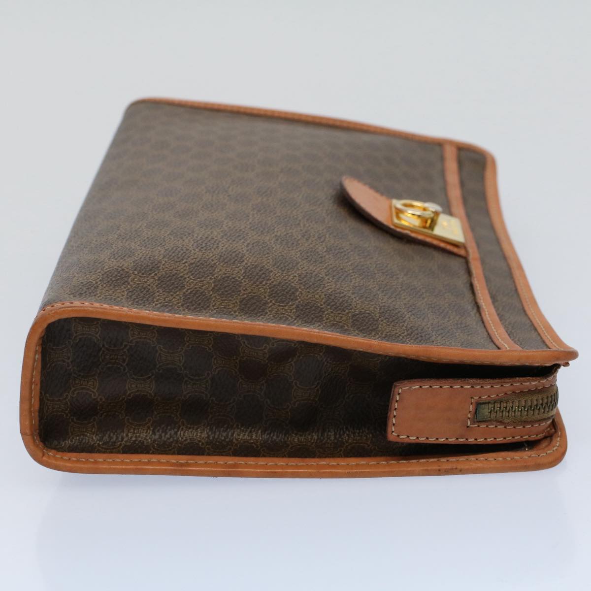 Luxury CELINE Macadam Canvas Clutch Bag PVC Leather Brown 56781