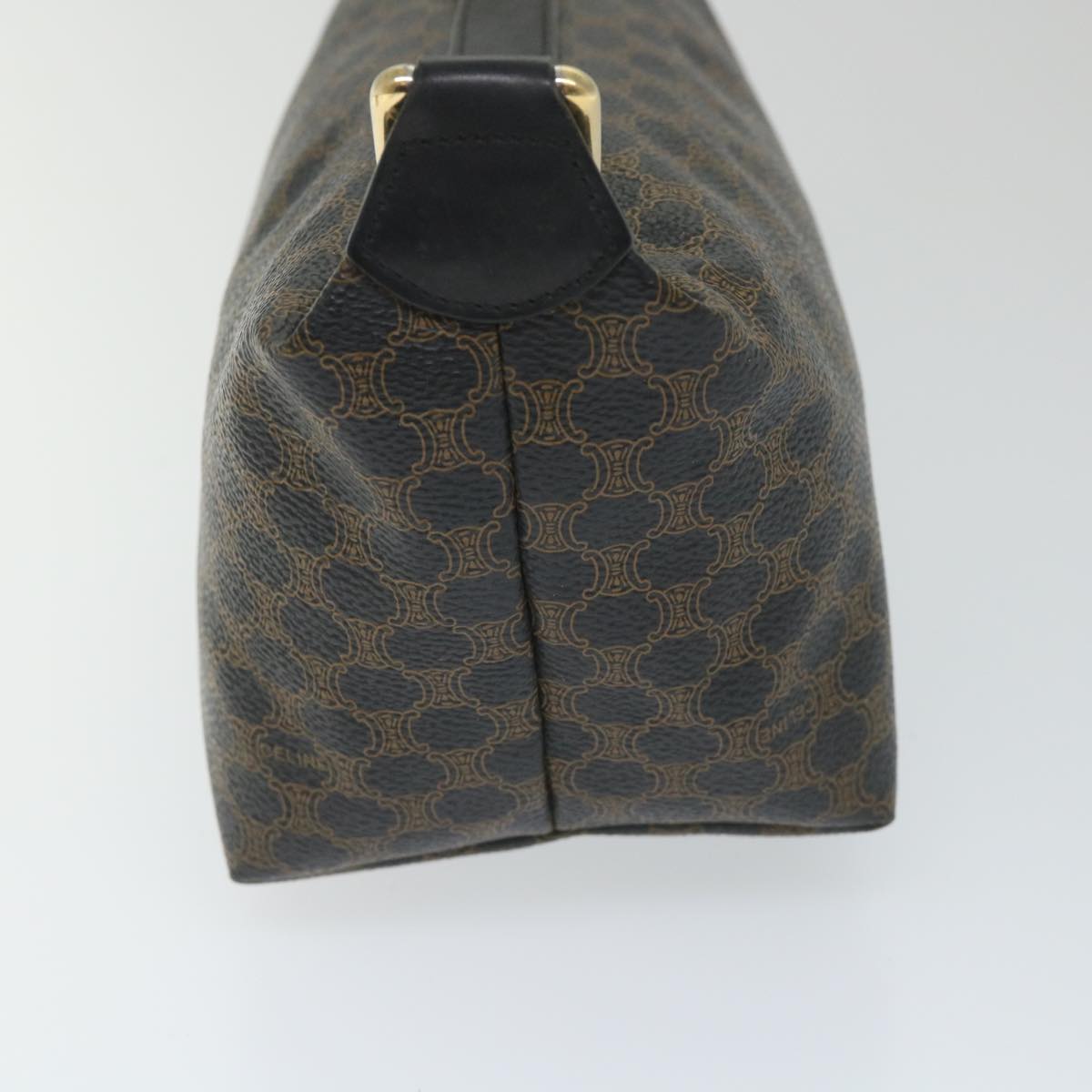 Luxury CELINE Macadam Canvas Hand Bag PVC Leather Black Brown 57309