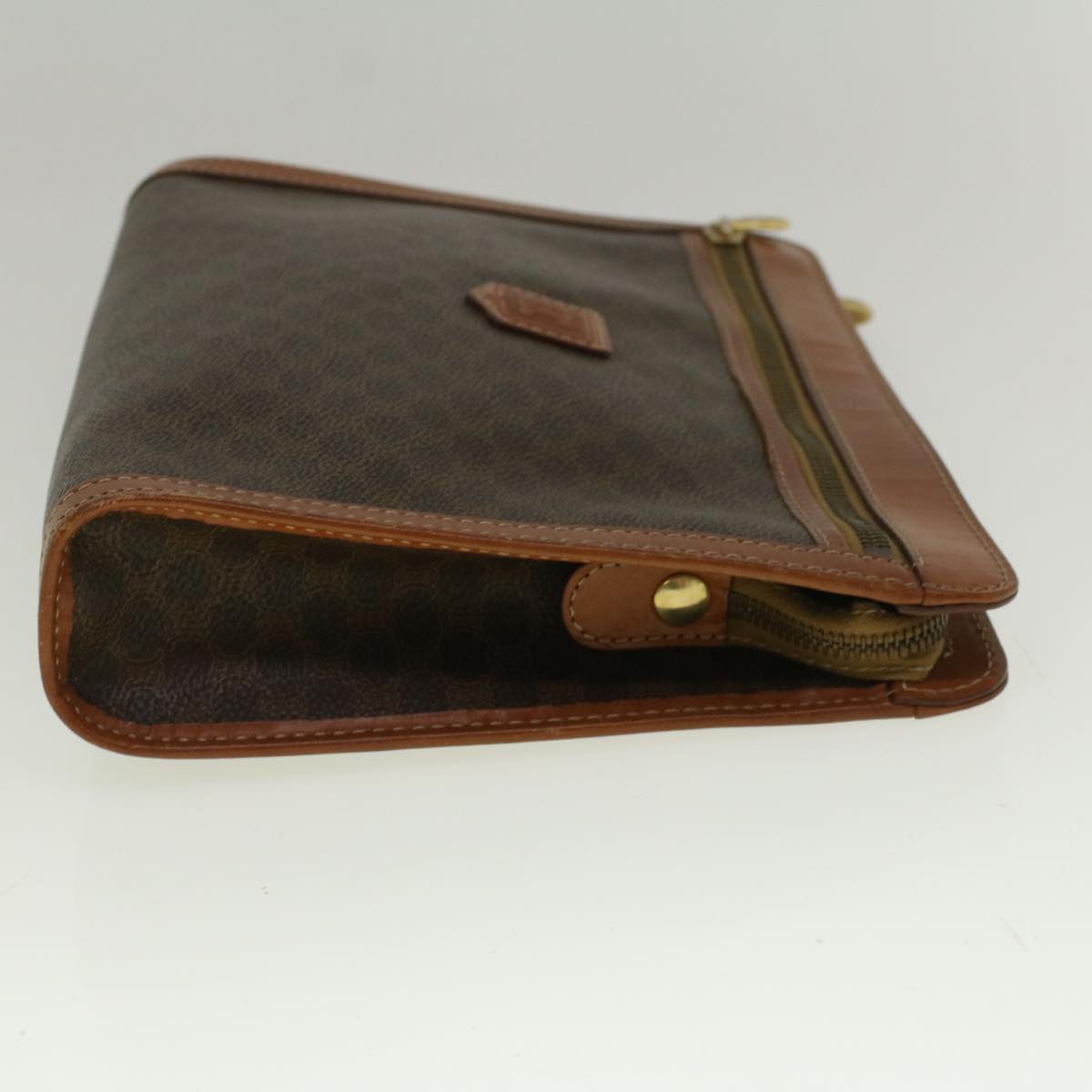 Luxury CELINE Macadam Canvas Clutch Bag PVC Leather Brown 57314