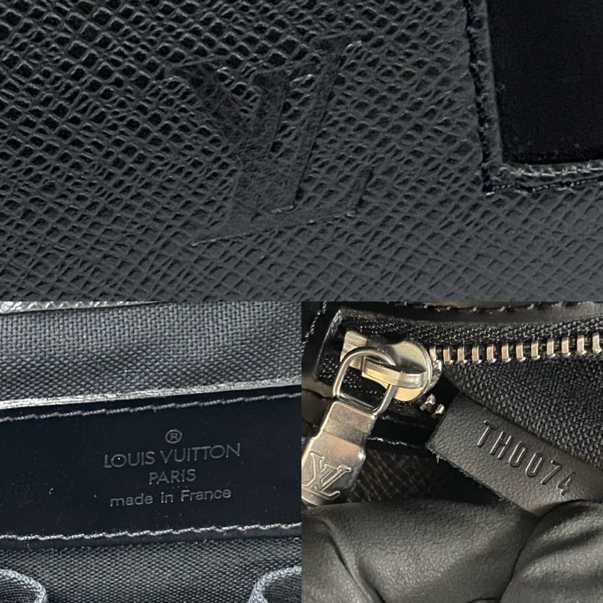 LOUIS VUITTON Business bag leather black Taiga Kasbeck GM mens