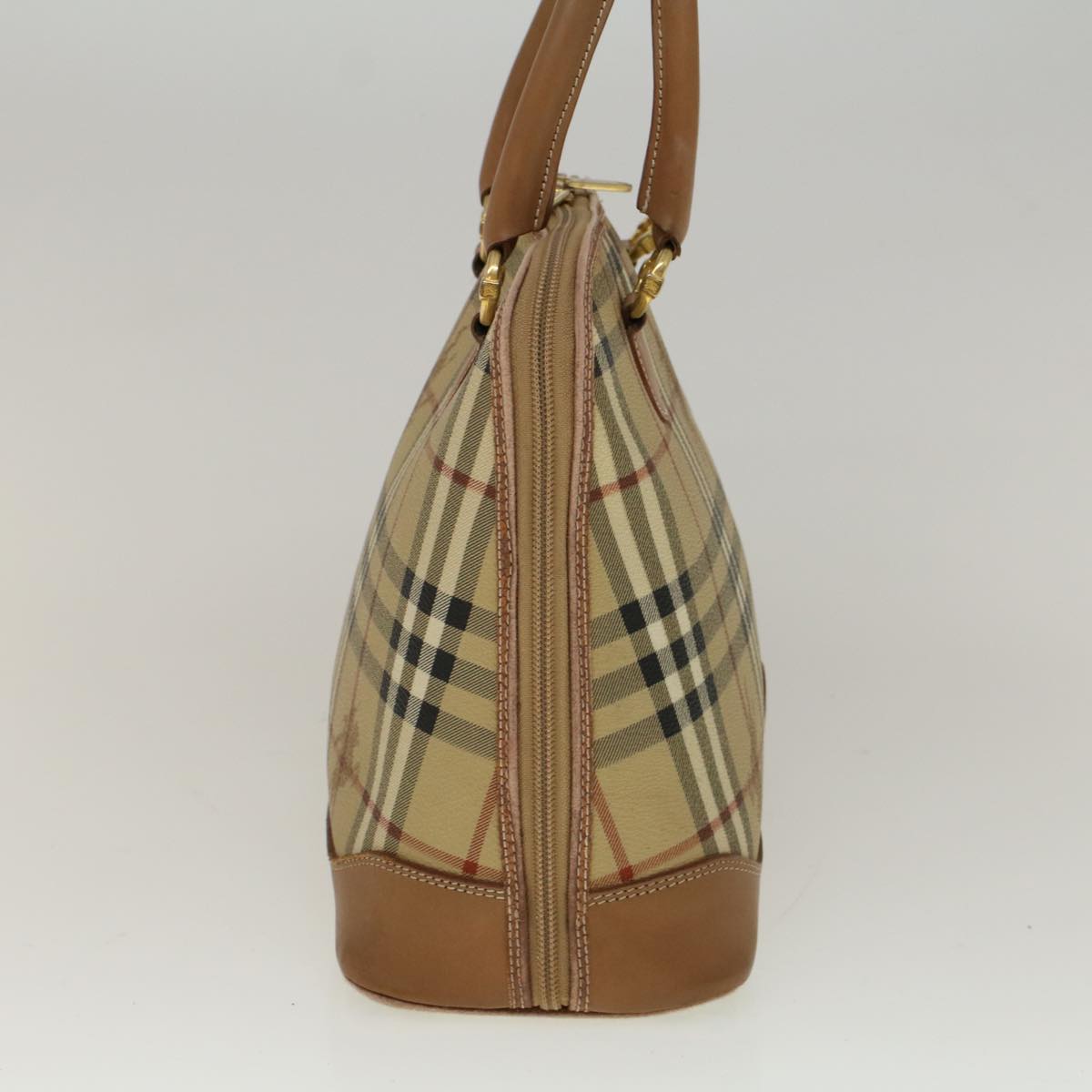 Burberry Nova Check Hand Bag PVC Leather 2way Beige Black Auth 58089