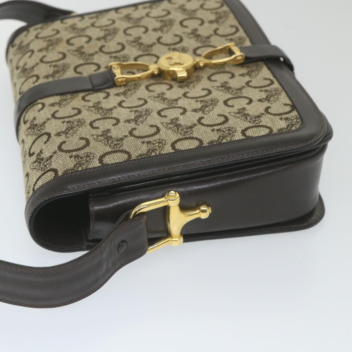 Luxury CELINE C Macadam Canvas Shoulder Bag Beige 58911