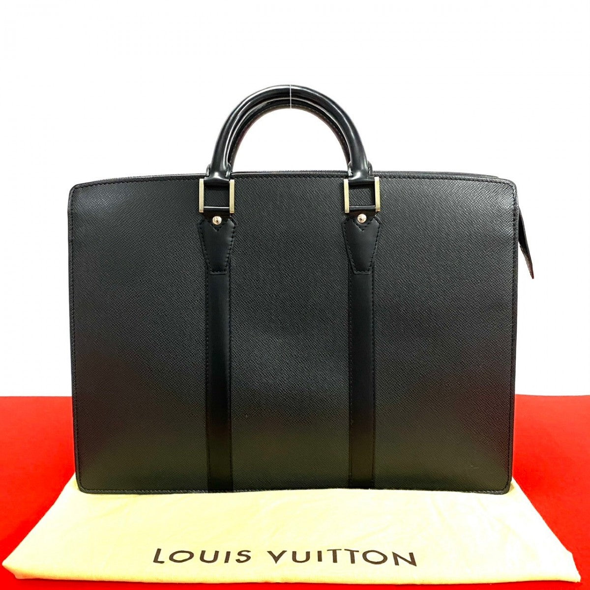 LOUIS VUITTON Business bag Taiga black Taiga Porto Documan Rozan mens