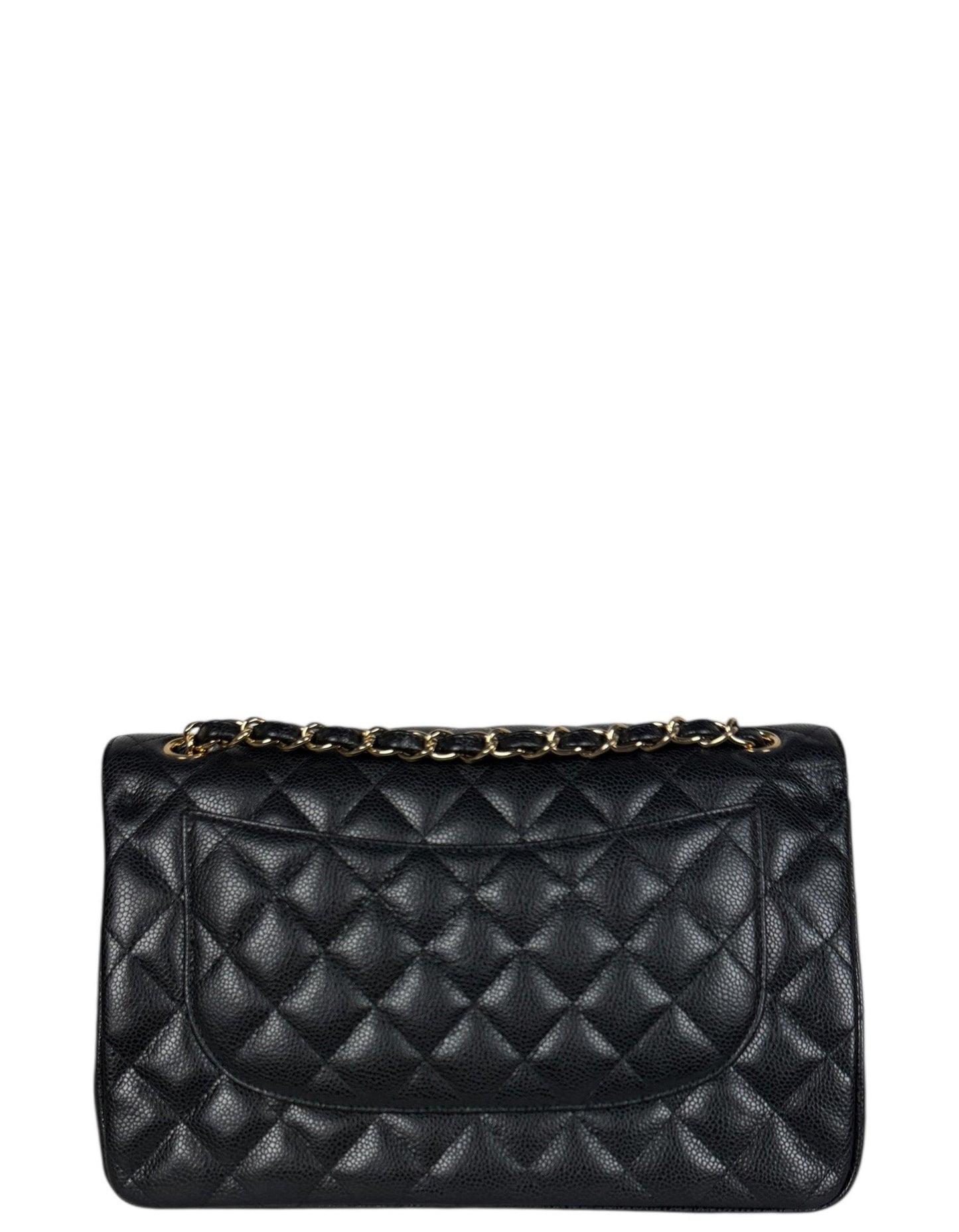 Chanel Black Caviar Leather Double Flap Jumbo Bag