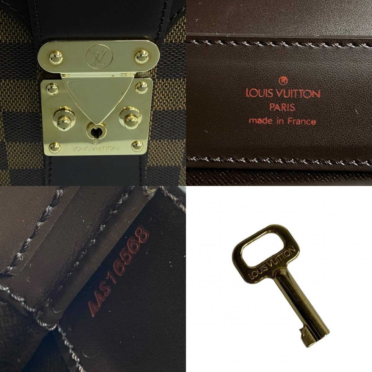 LOUIS VUITTON Business bag Leather, PVC Brown Special order Damier Ambassador mens
