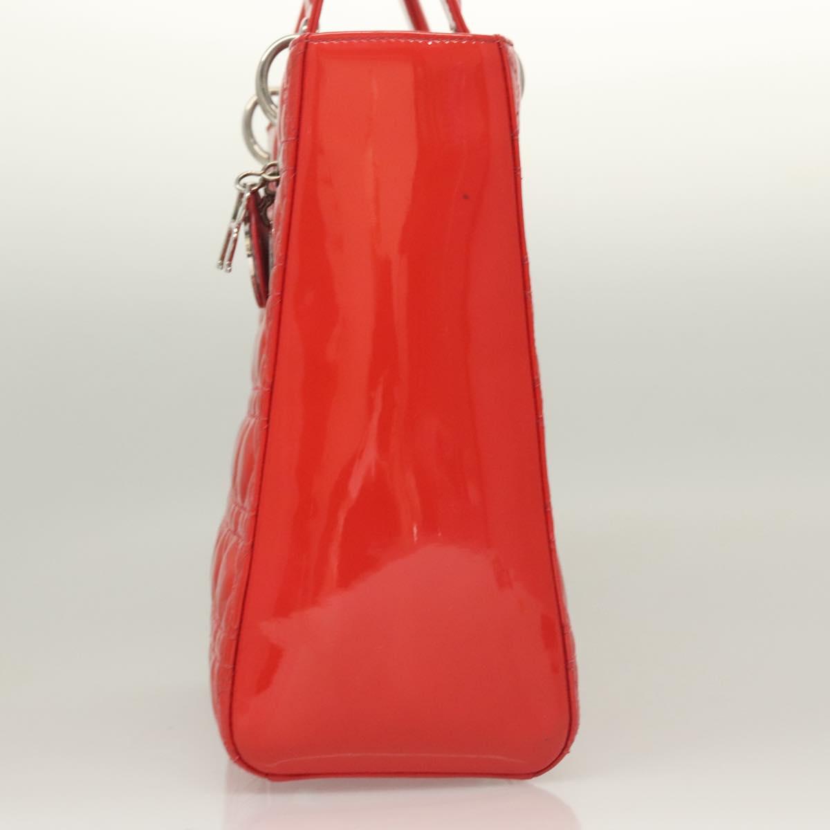 Christian Dior Lady Dior Patent Patent Leather Red Patent_Leather Bag