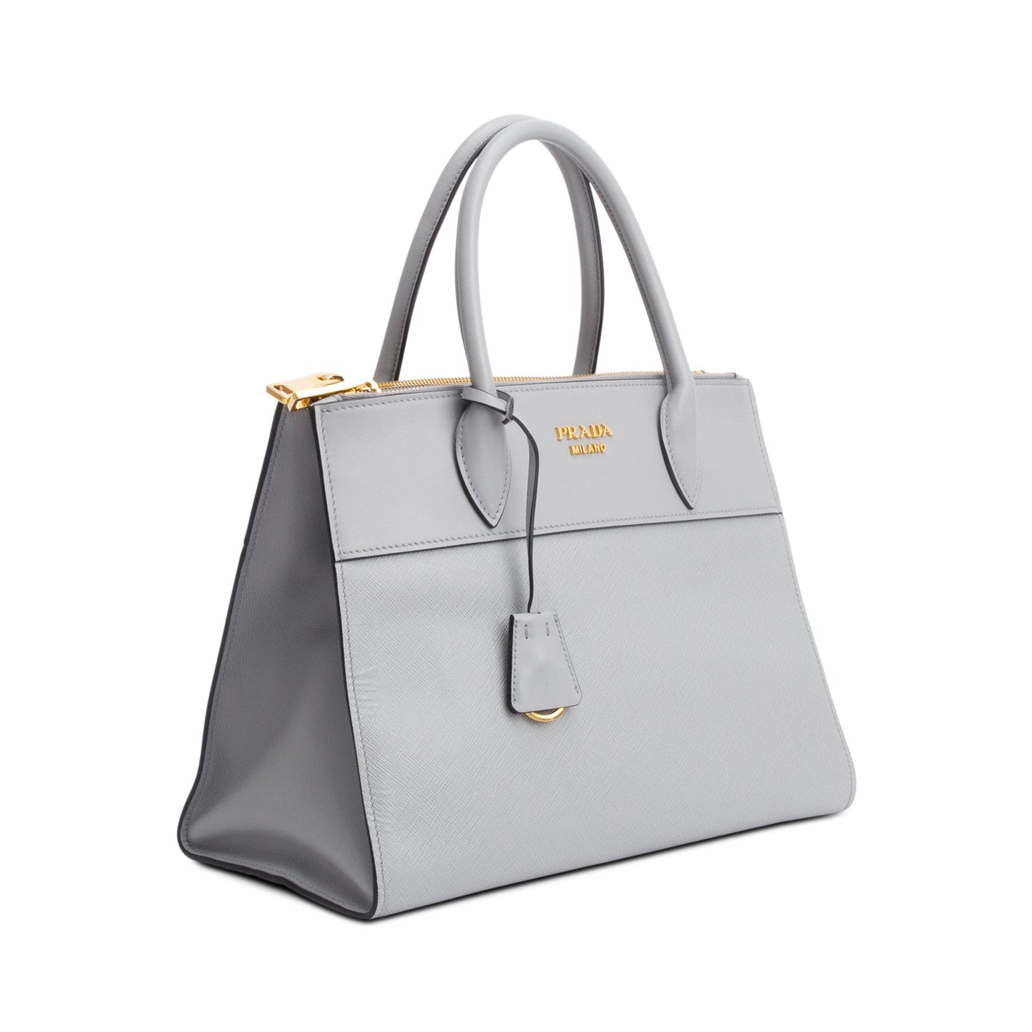 Prada Grey Saffiano & City Calf Leather Small Paradigme Tote