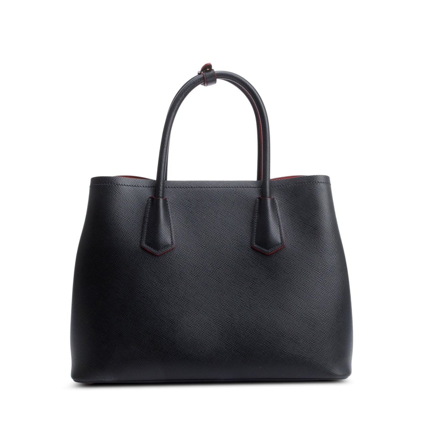 Prada Black Saffiano Lux Medium Cuir Double Tote
