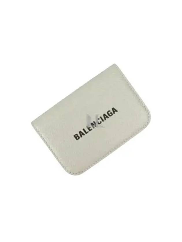 Luxury Balenciaga Trending 2026 Logo Tripold Leather Half-Wallet Light Grey