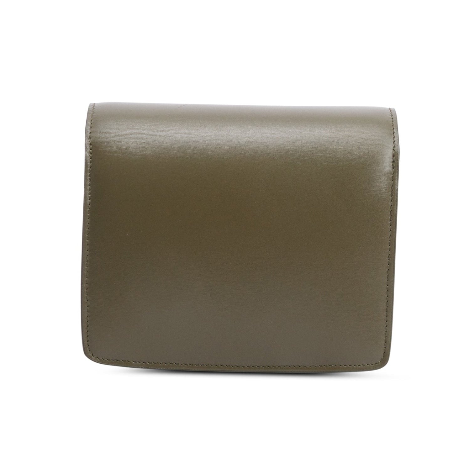 Celine Khaki Smooth Calfskin Small Classic Box Flap Bag