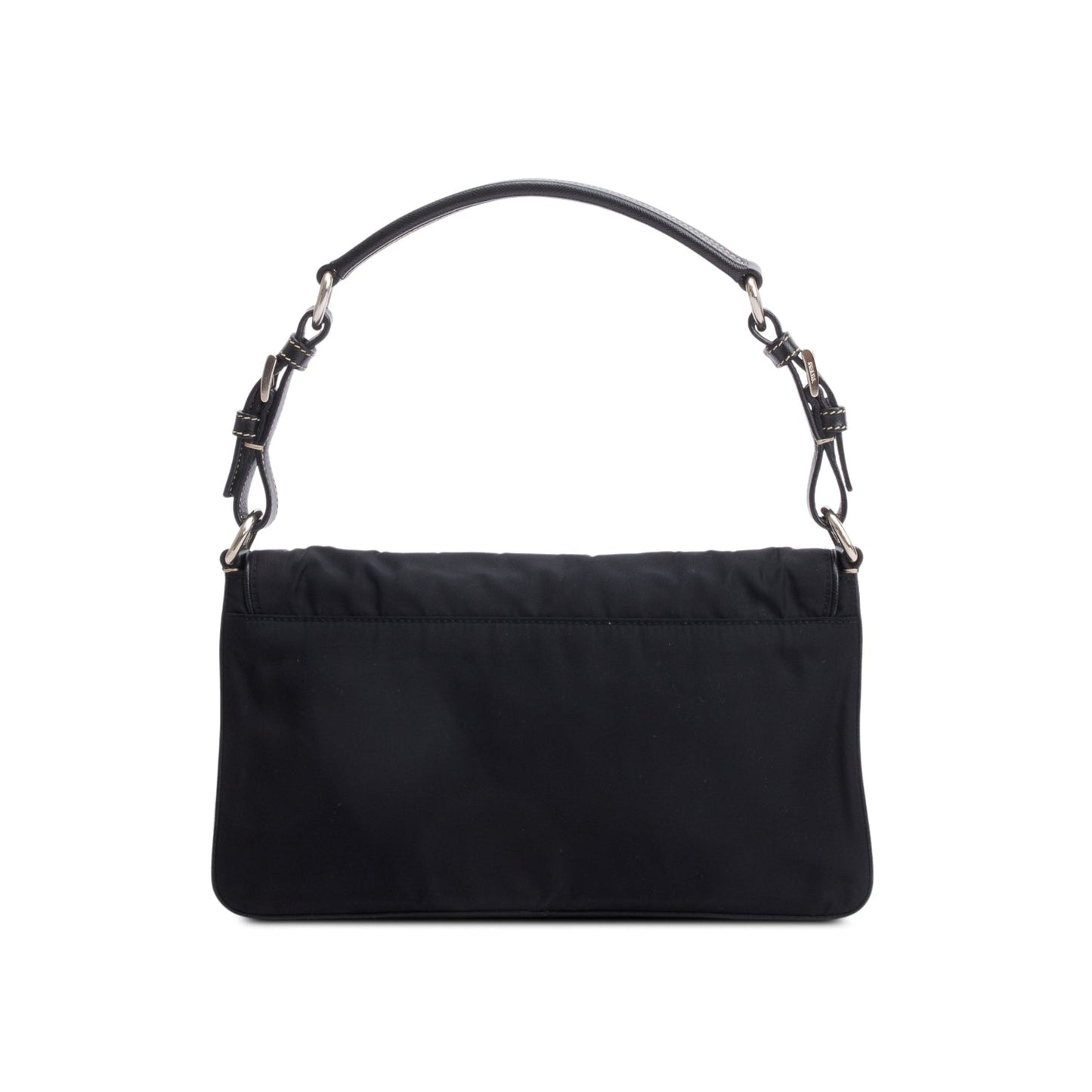 Prada Black Saffiano-Trimmed Tessuto Nylon Flap Shoulder Bag