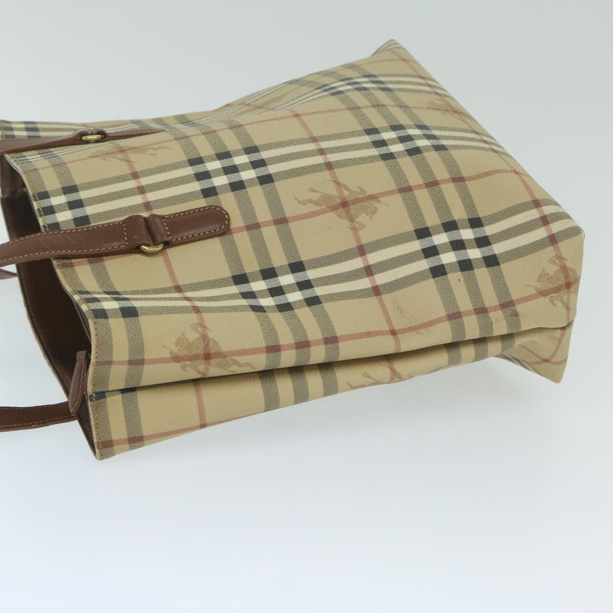 Burberry Nova Check Shoulder Bag PVC Leather Beige Auth 63774