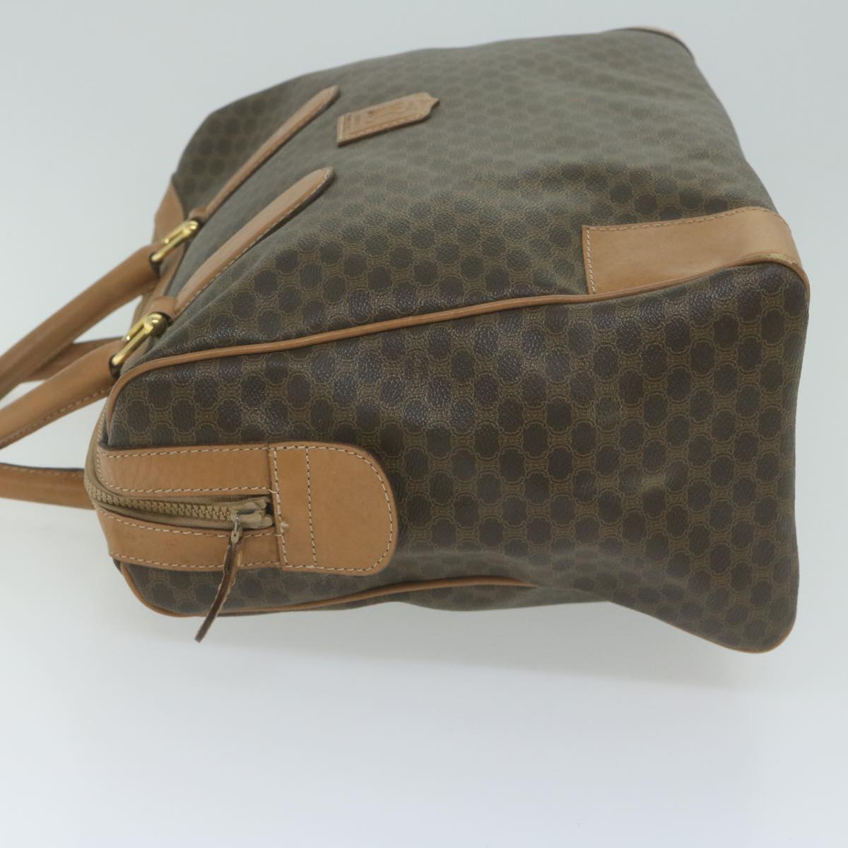 Luxury CELINE Macadam Canvas Boston Bag PVC Brown 65800