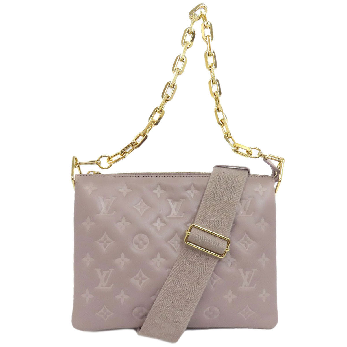 LOUIS VUITTON Handbag Lamb leather gray Kussan PM Women