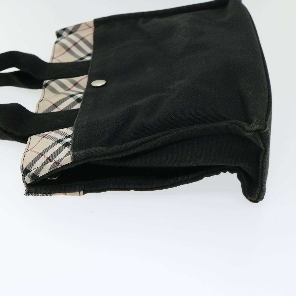 Burberry Nova Check Hand Bag Canvas Beige Black Auth 67106