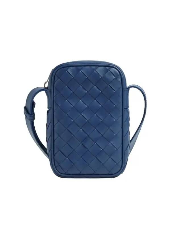Luxury Bottega Veneta Intrecciato Zipper Leather Mini Cross Bag Navy