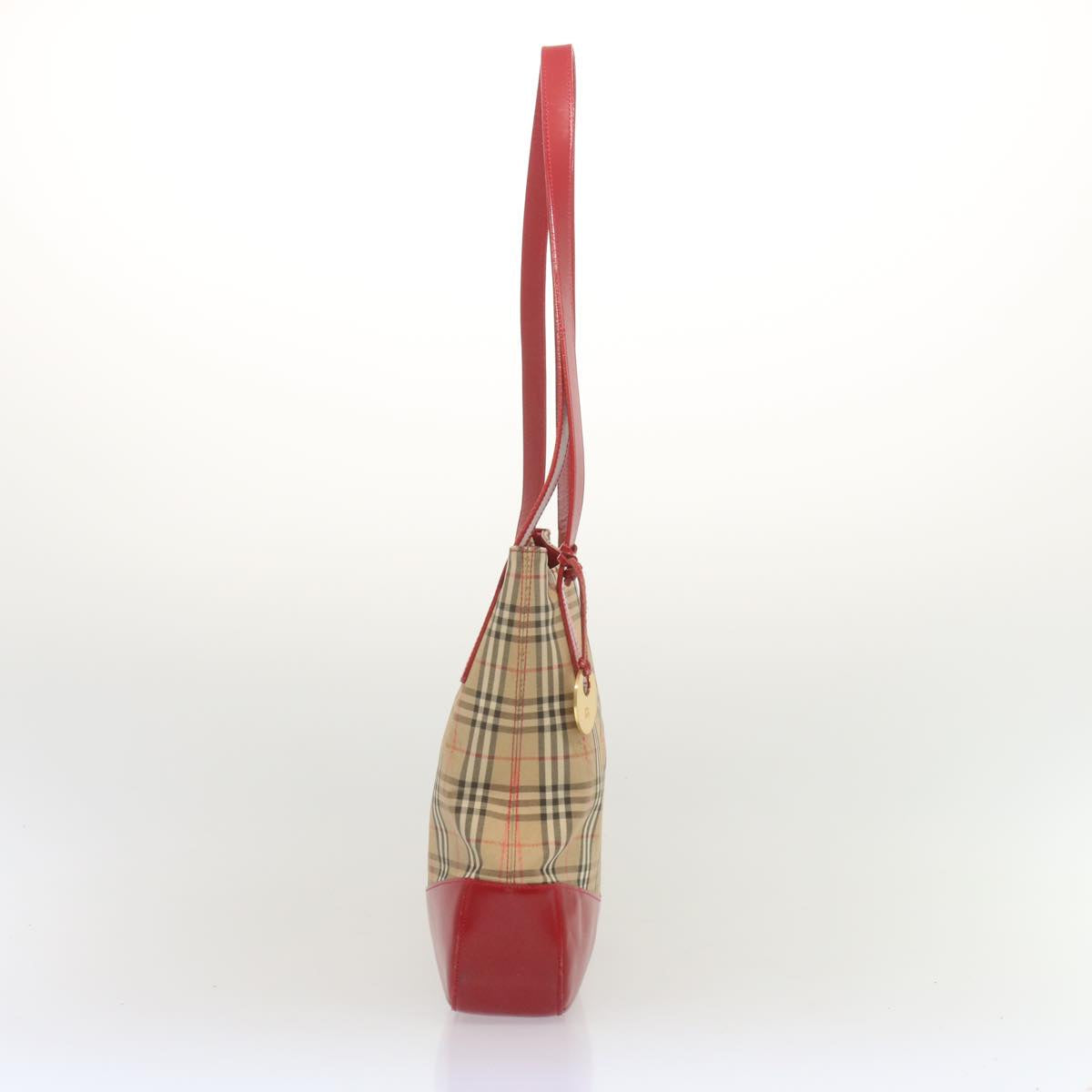 Burberry Nova Check Tote Bag Canvas Beige Red Auth 67775
