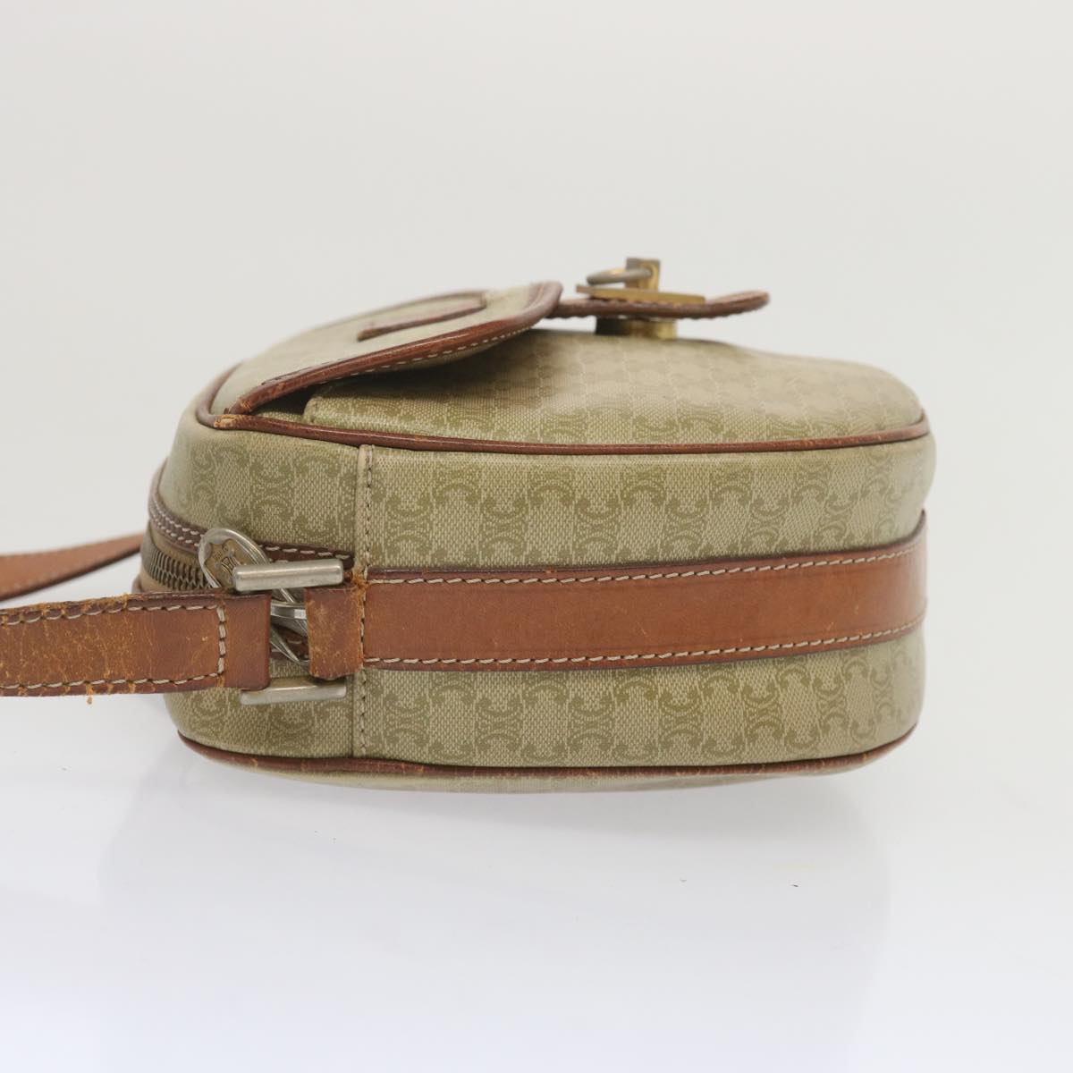 Luxury CELINE Macadam Canvas Shoulder Bag Beige 68512