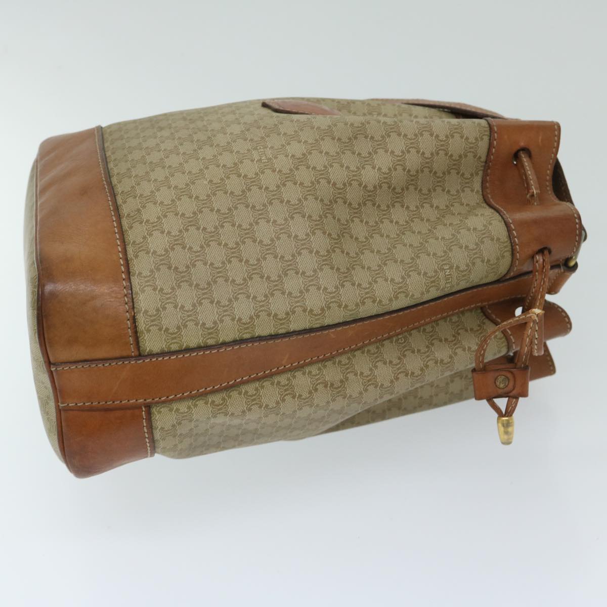 Luxury CELINE Macadam Canvas Shoulder Bag Beige 69628