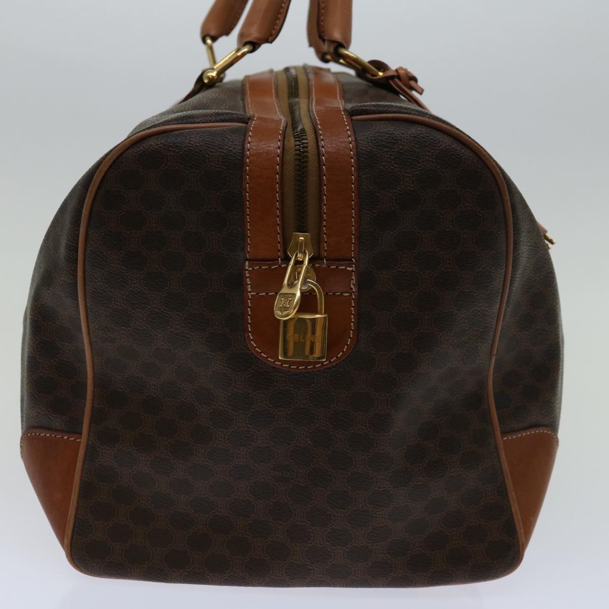 Luxury CELINE Macadam Canvas Boston Bag PVC Brown 69632