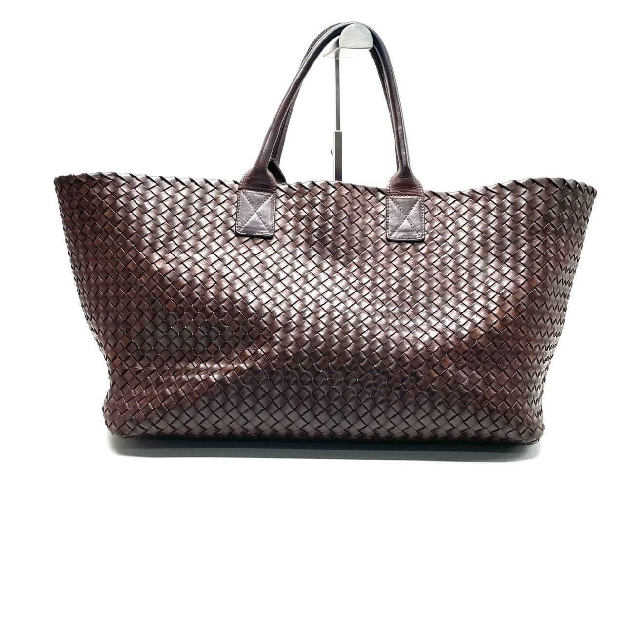 Bottega Veneta Cabat Large Intreccio Leather Tote Bag Dark Chocolate Brown