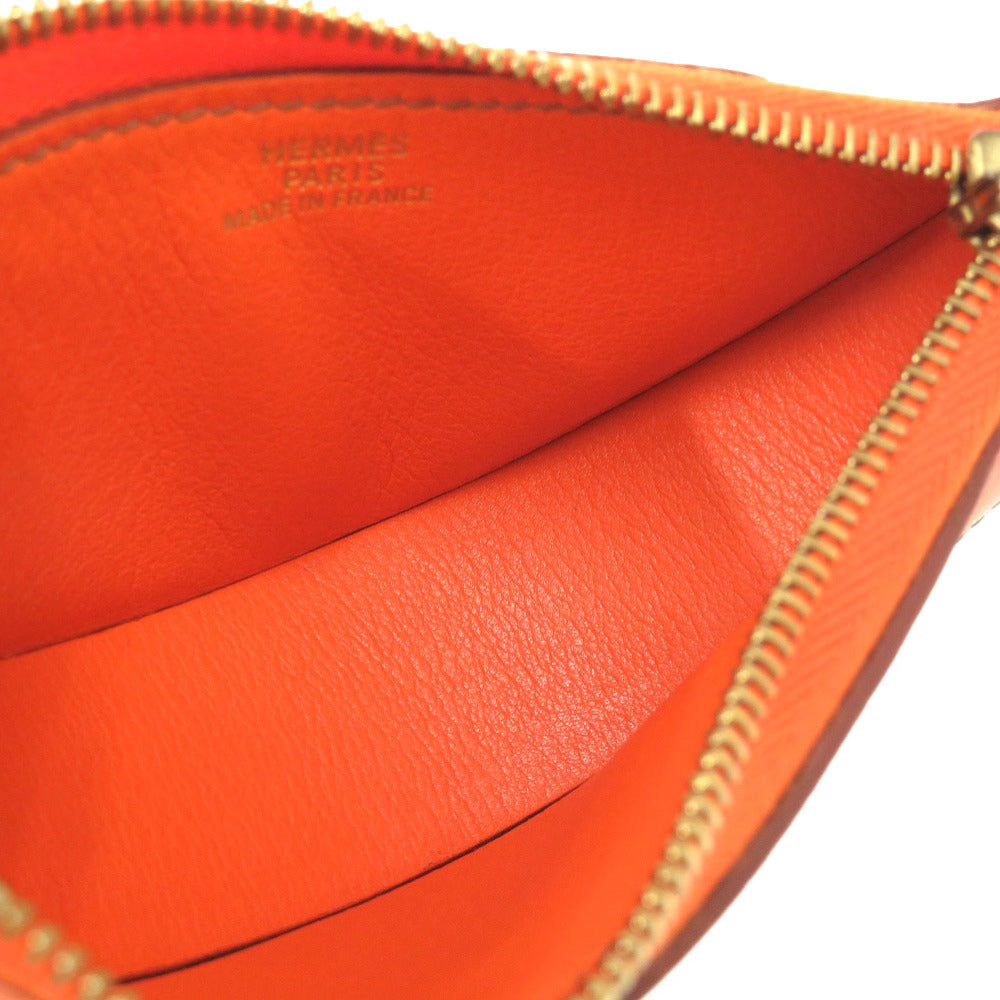 HERMES Coin case leather Orange Fruit orange Women