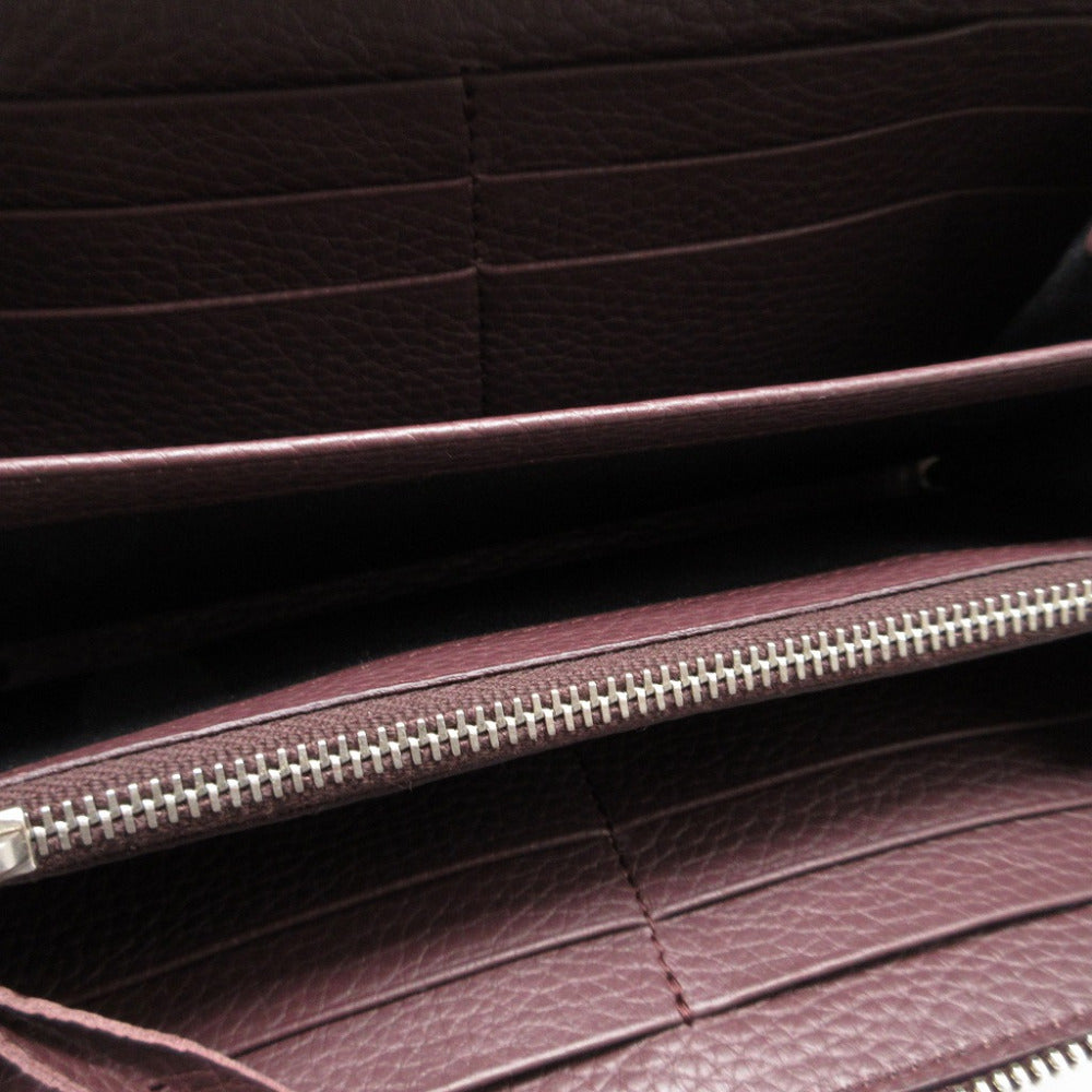 BALENCIAGA Long Wallet Purse 443521 leather Brown Zip Around Blackout Women(Unisex)