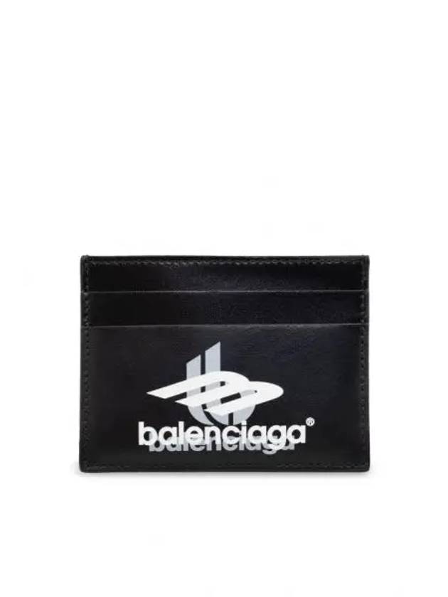 Luxury Balenciaga Trending 2026 Logo Print Leather Card Wallet Black