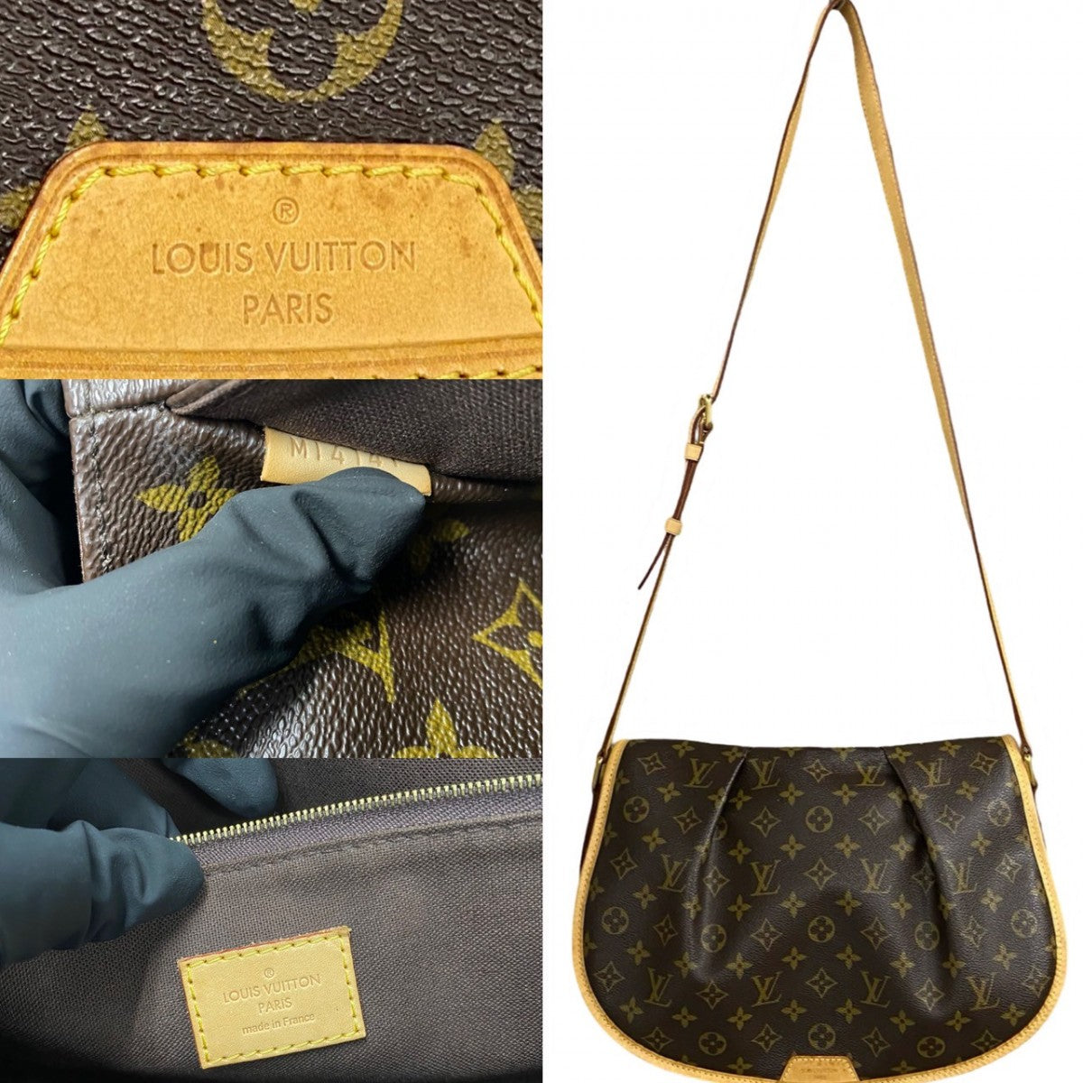 LOUIS VUITTON Shoulder Bag Leather, PVC Brown Monogram Menilmontan MM mens(Unisex)
