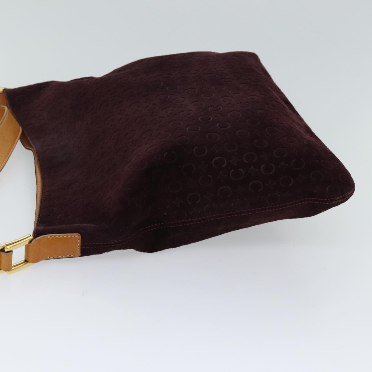 Luxury CELINE C Macadam Canvas Shoulder Bag Bordeaux 70179