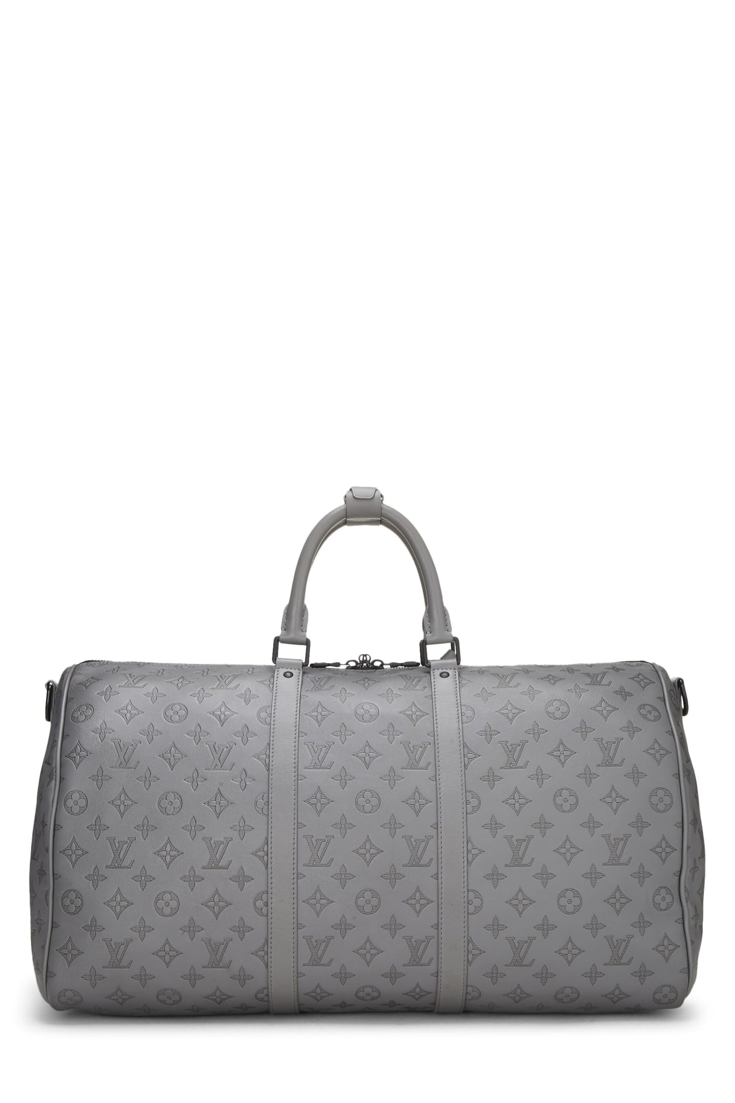 Louis Vuitton, Grey Monogram Shadow Leather Keepall Bandoulière 50, Grey