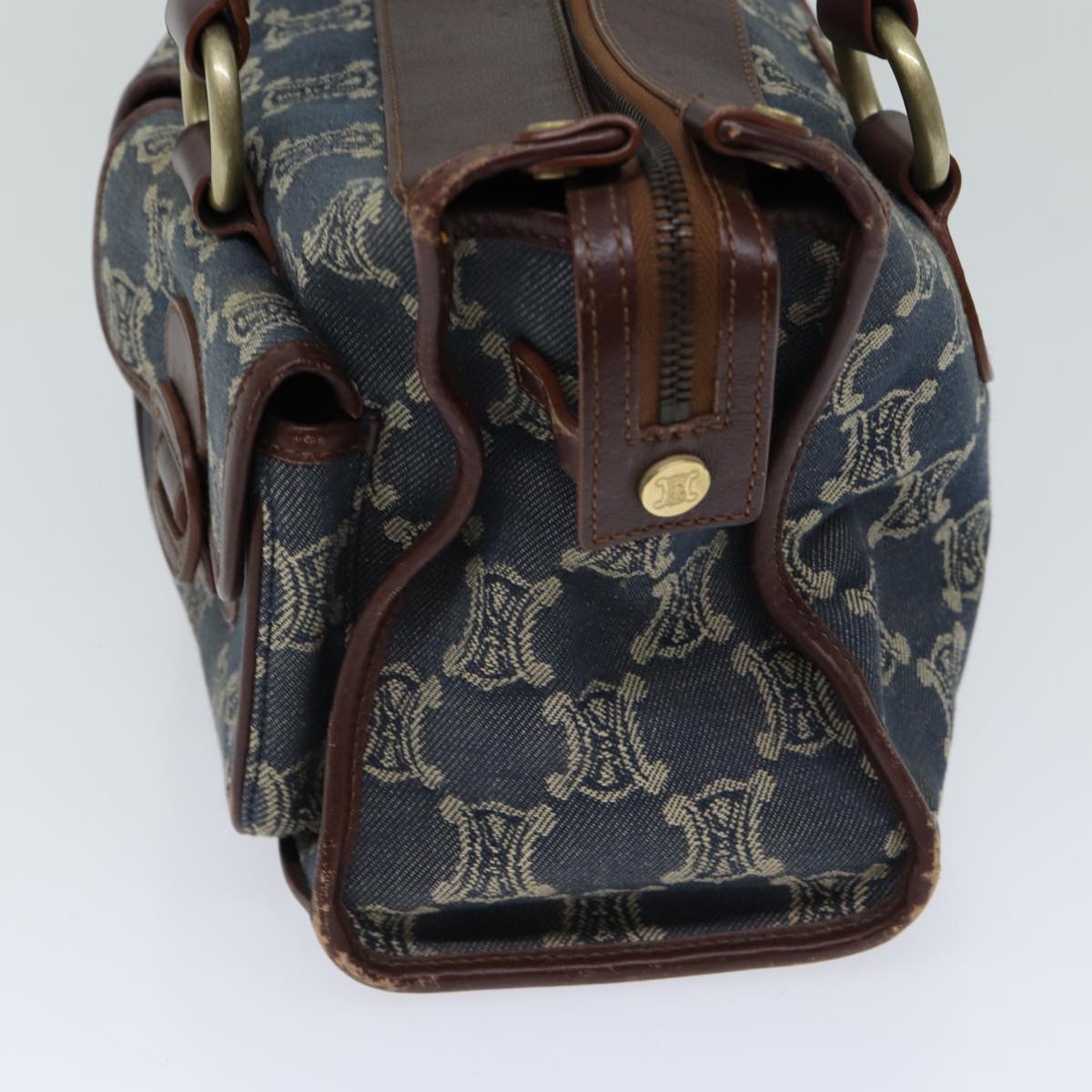 Luxury CELINE Macadam Canvas Hand Bag Blue 71539