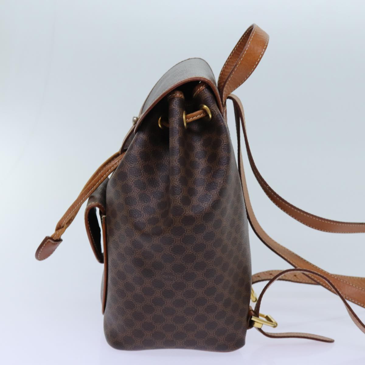 Luxury CELINE Macadam Canvas Backpack PVC Brown 71899