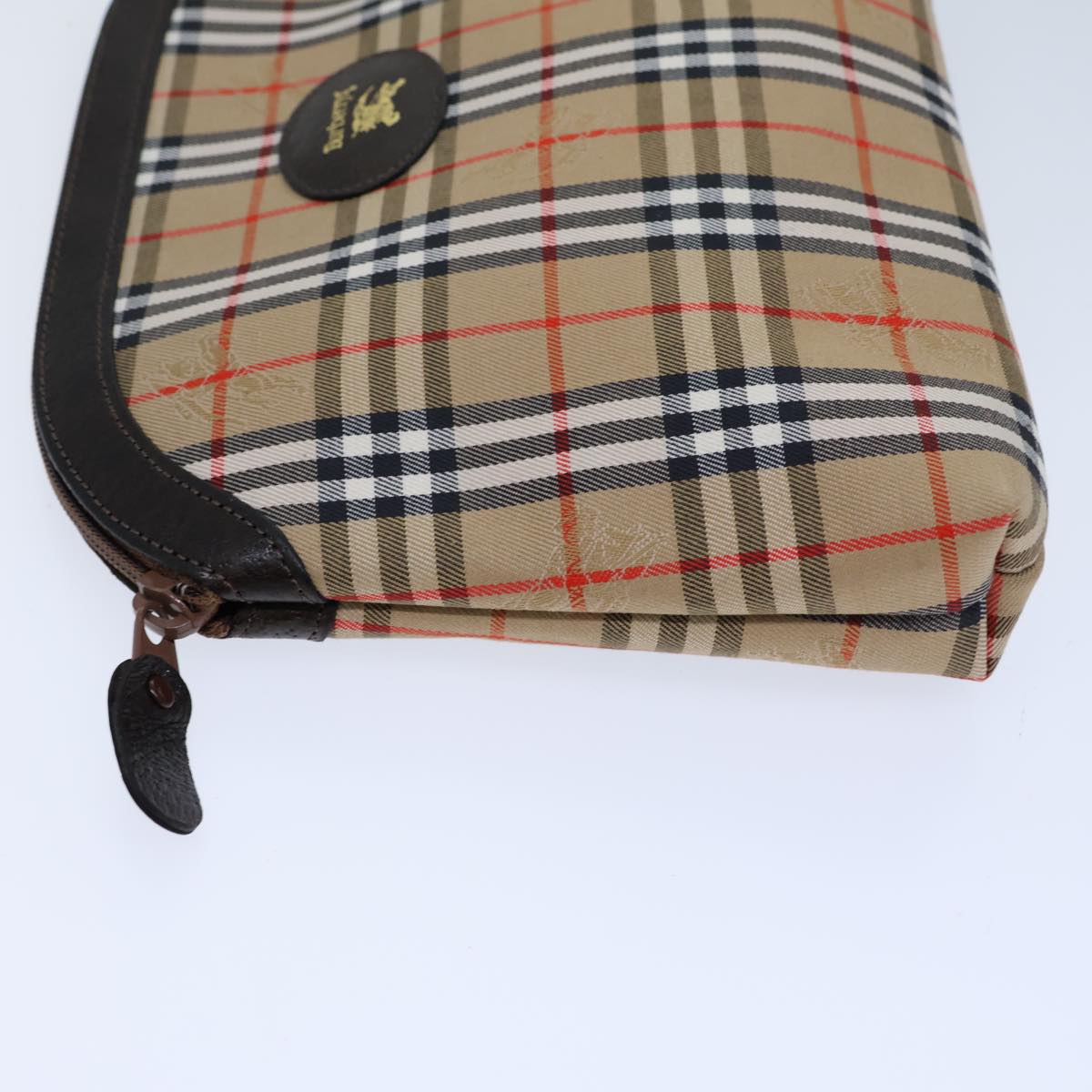 Burberry Nova Check Clutch Bag Canvas Beige Auth 72157