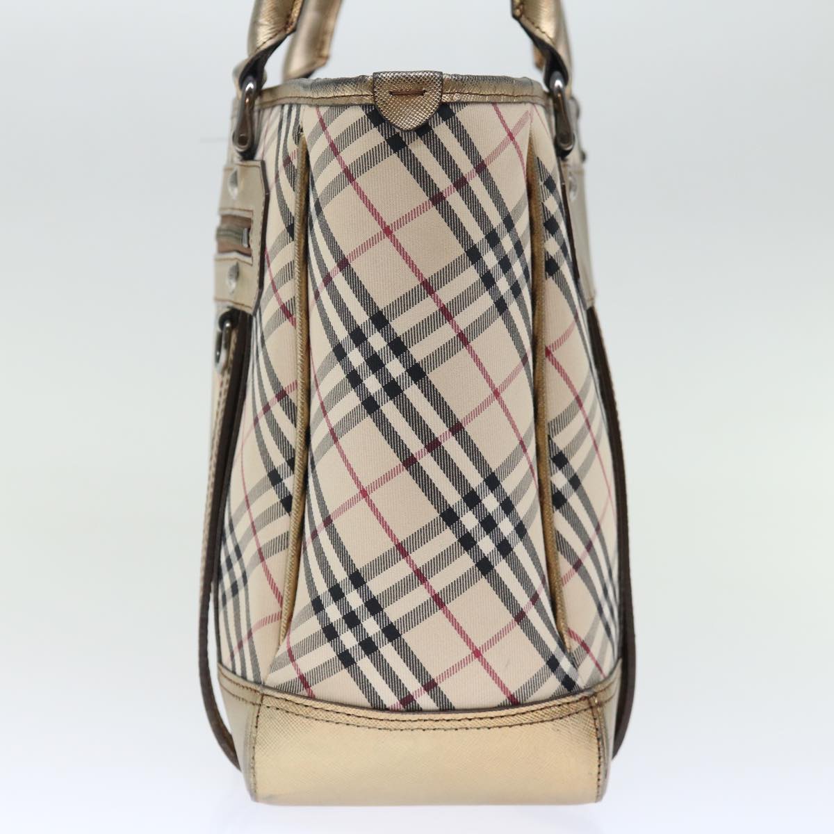 Burberry Nova Check Hand Bag Canvas Beige Auth 72466