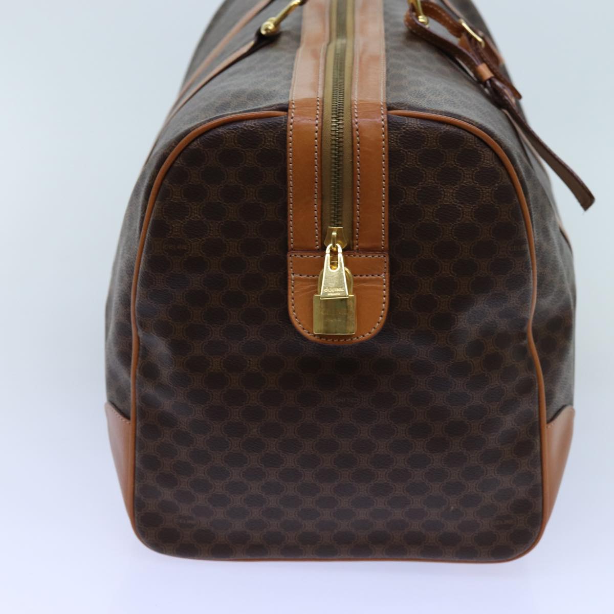 Luxury CELINE Macadam Canvas Boston Bag PVC Brown 72518