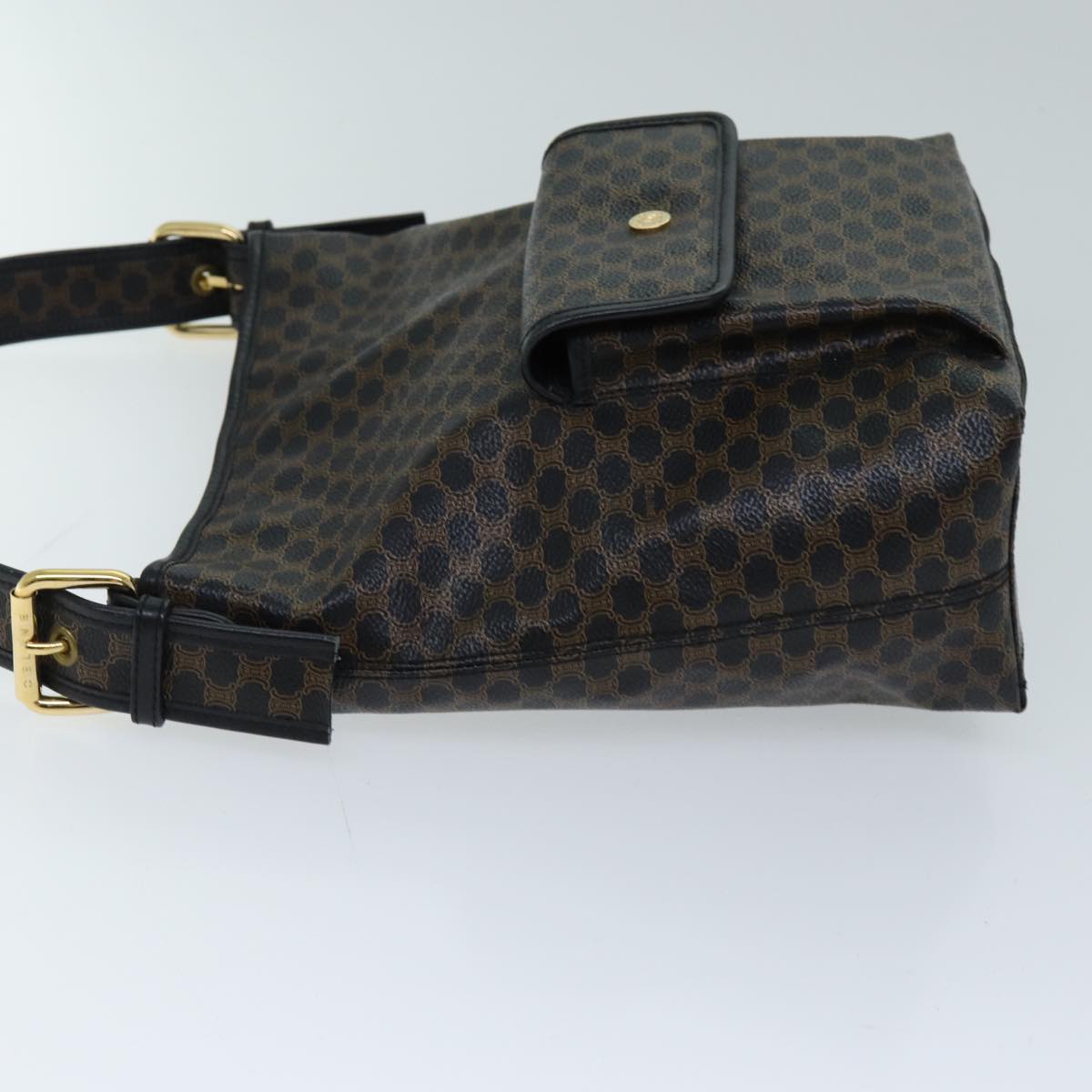 Luxury CELINE Macadam Canvas Shoulder Bag PVC Black 73131