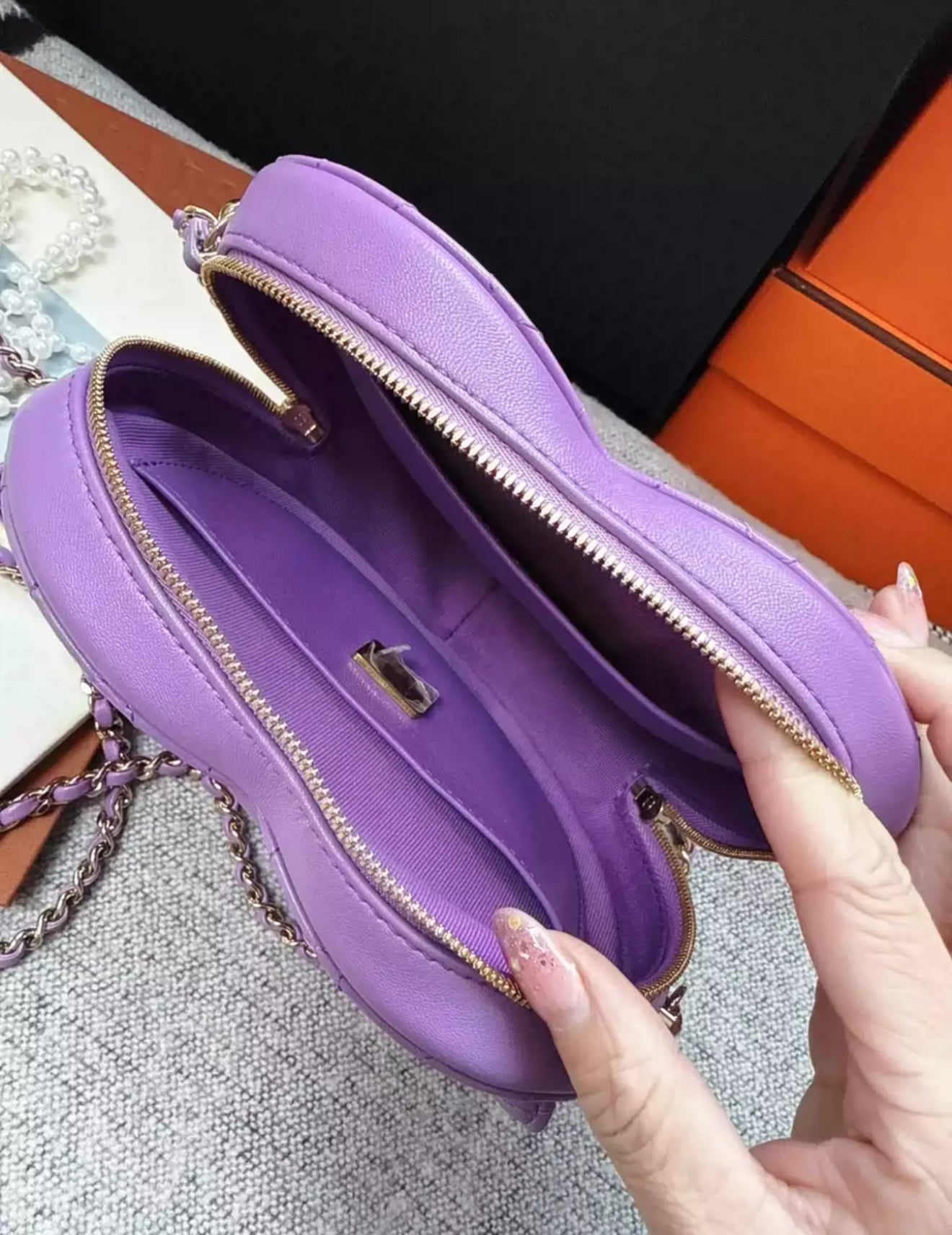 Chanel 22S Purple Heart Bag large