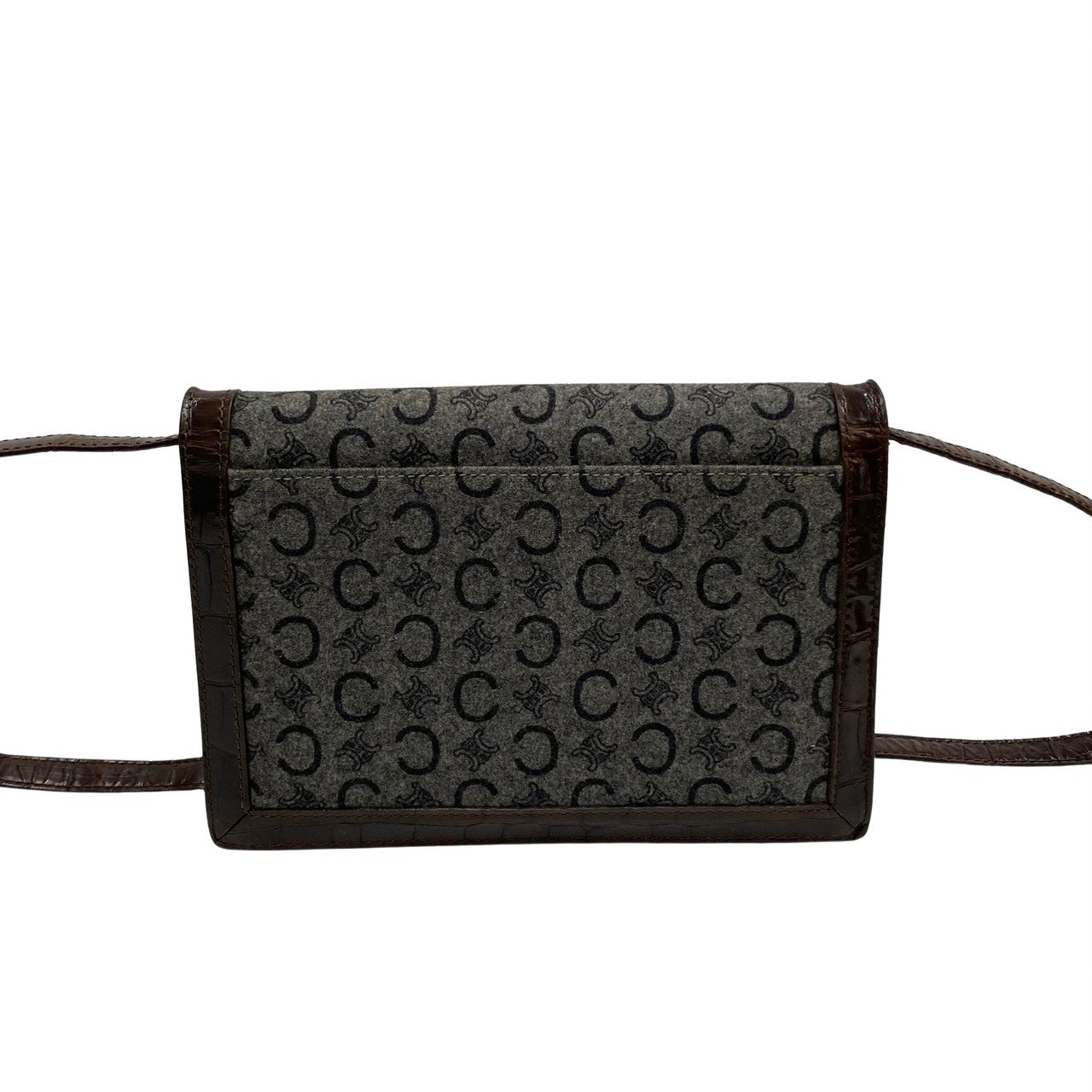 CELINE Shoulder Bag Leather, Wool Brown C Macadam logo Metal Women