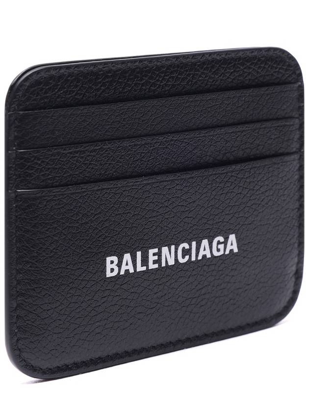 Luxury Balenciaga Trending 2026 White Logo 3-Fold Card Wallet Black
