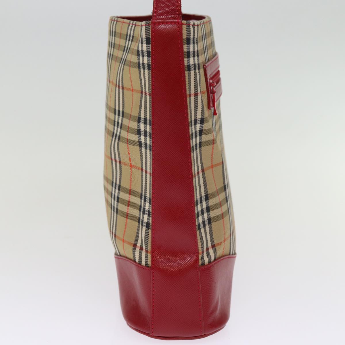 Burberry Nova Check Shoulder Bag Canvas Beige Red Auth 74385