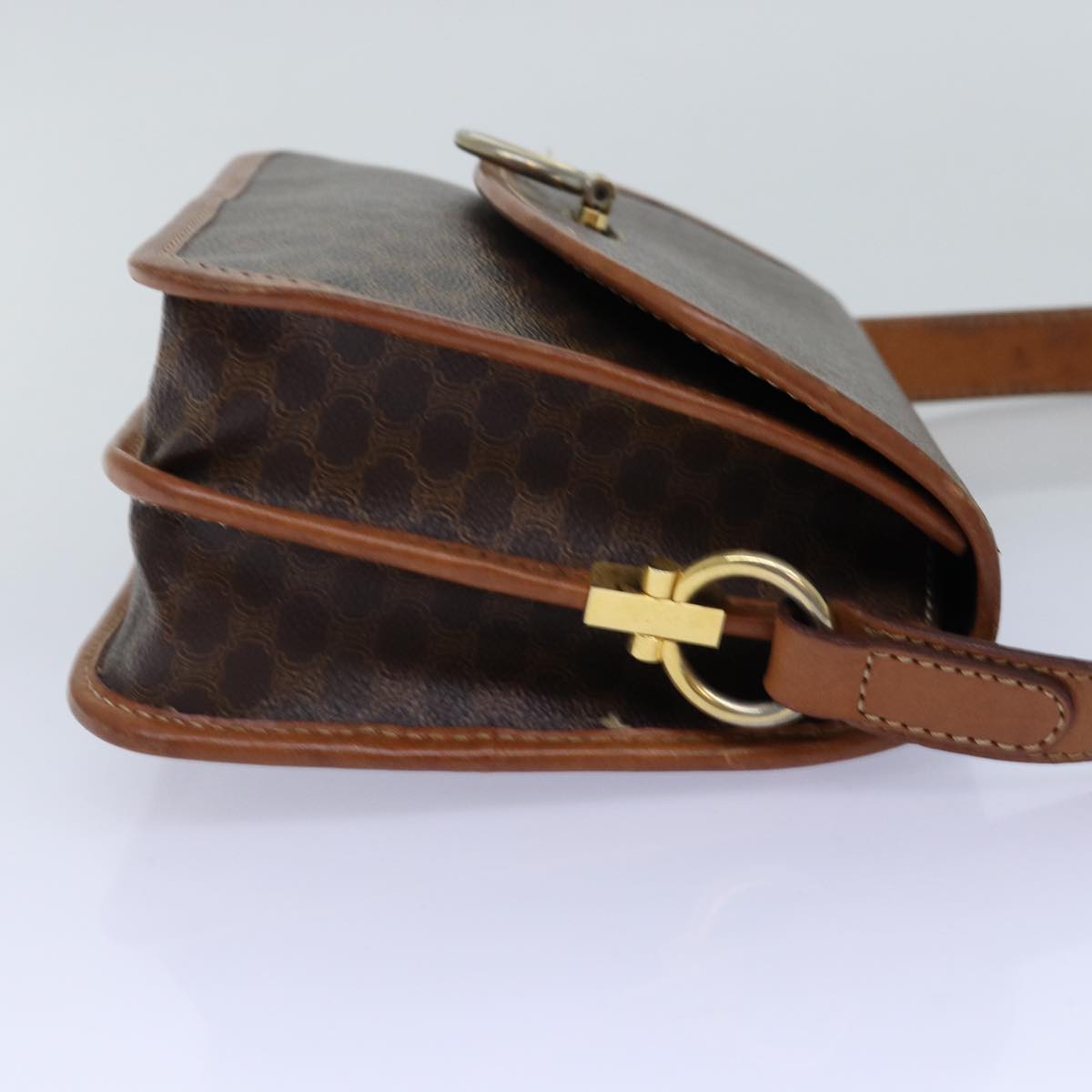Luxury CELINE Macadam Canvas Shoulder Bag PVC Brown 74680