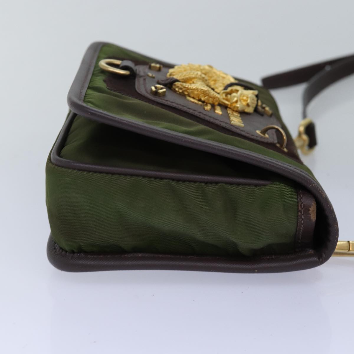 PRADA Shoulder Bag Nylon Khaki Auth 74960